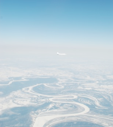 Aircraft high above western alaska